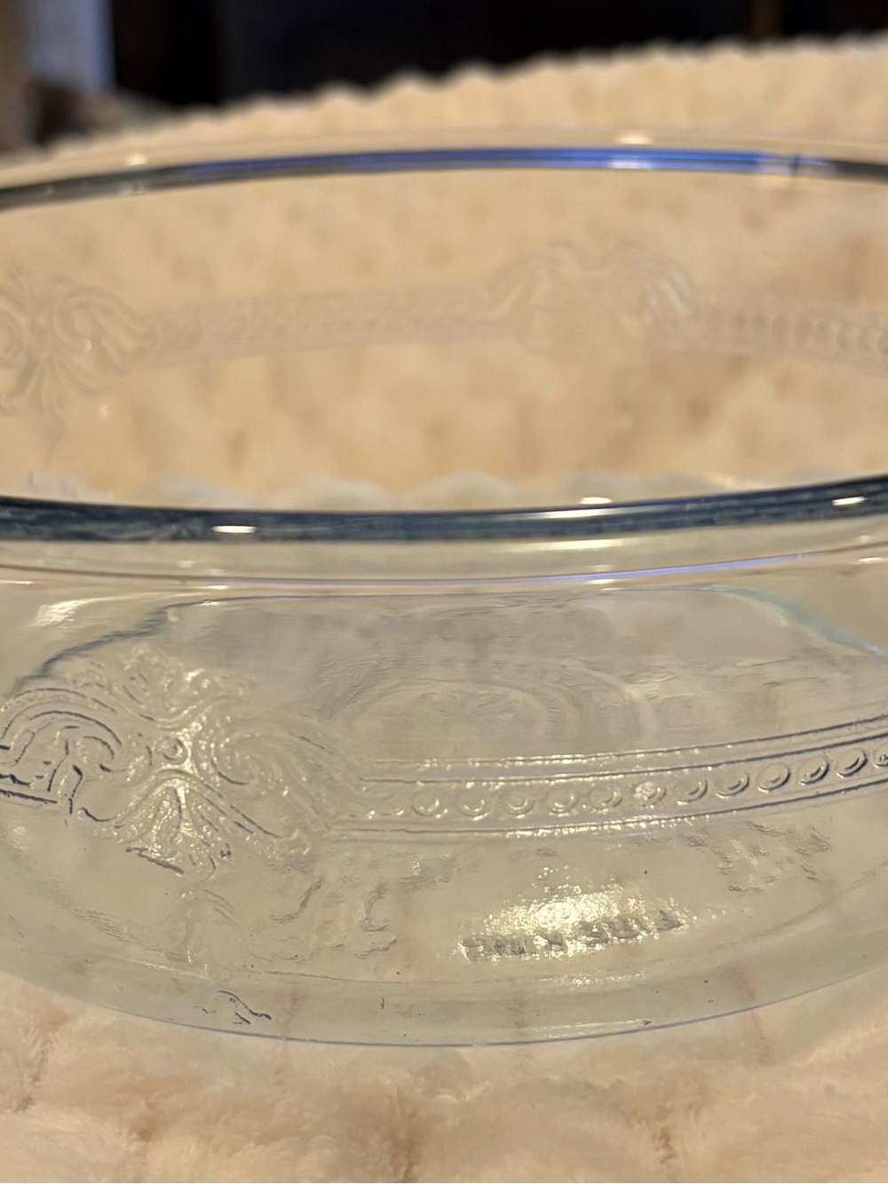 Highly collectible piece embossed scroll work sapphire blue tint philbe dish